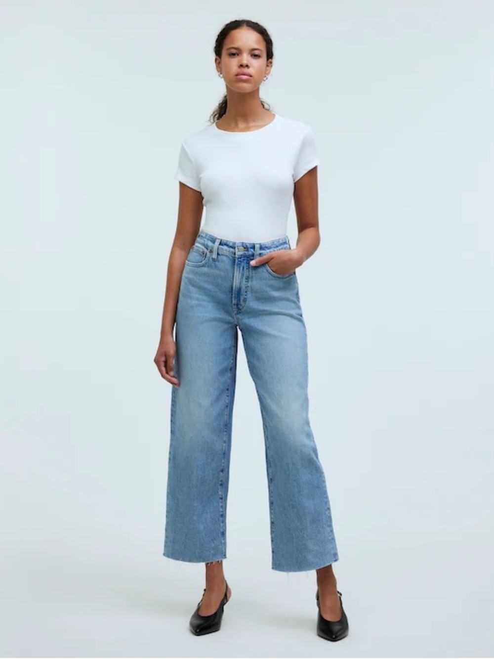 Madewell The Curvy Perfect Vintage Wide-Leg Crop Jean in Altoona Wash.